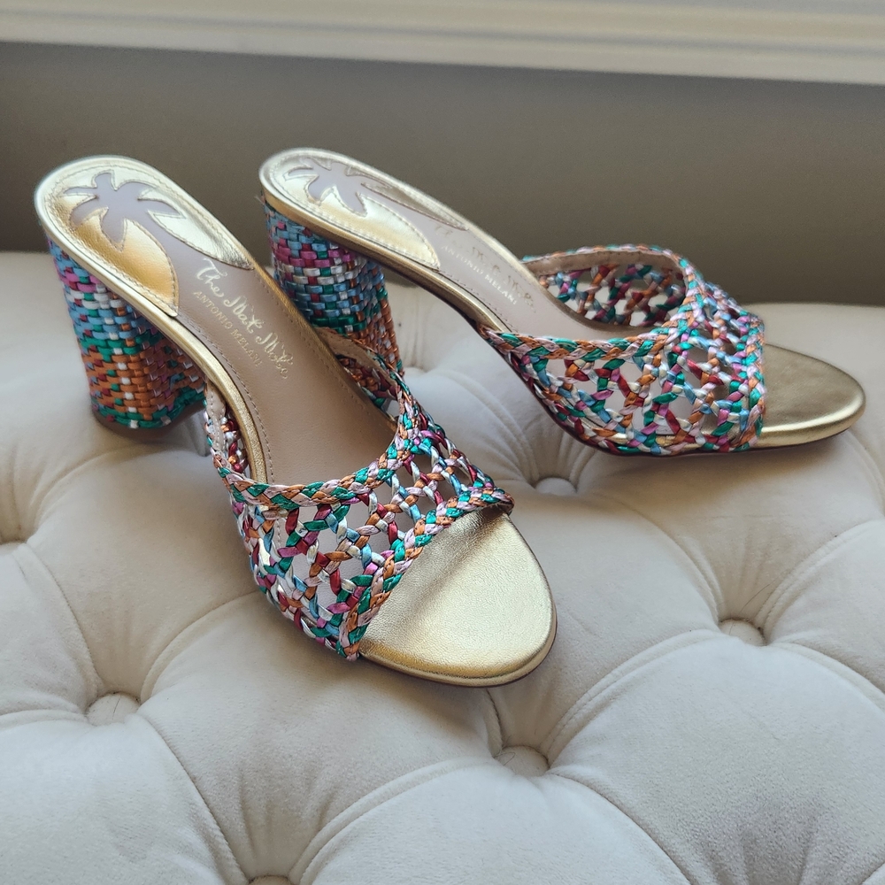ANTONIO MELANI Multicolor Woven Mules